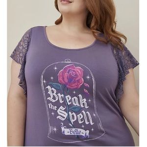 Torrid Disney Beauty And The Beast Flutter Sleeve Top